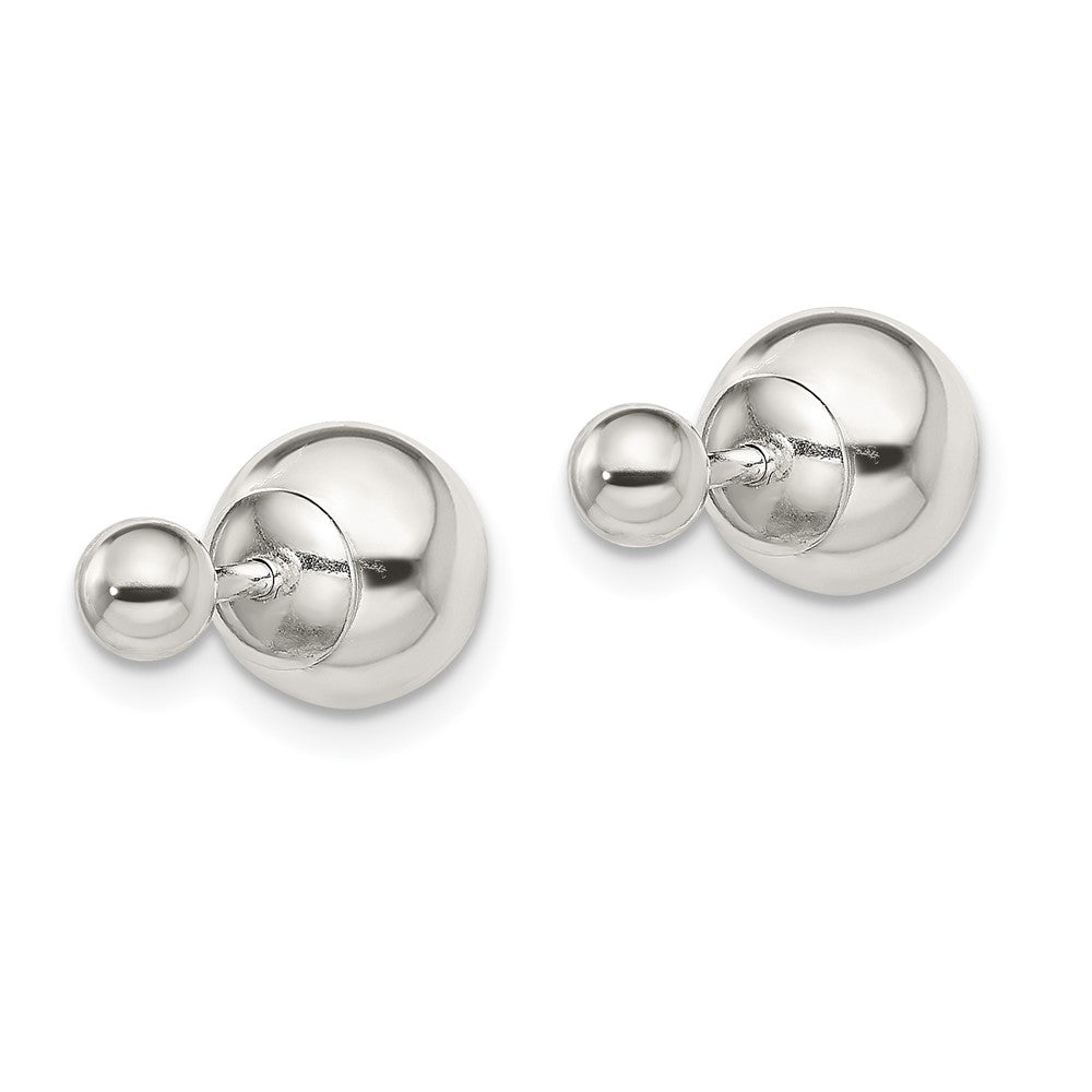 QE13319 Sterling Silver Polished 4mm/8mm Ball Front Back Post Earrings