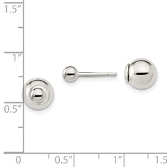 QE13319 Sterling Silver Polished 4mm/8mm Ball Front Back Post Earrings