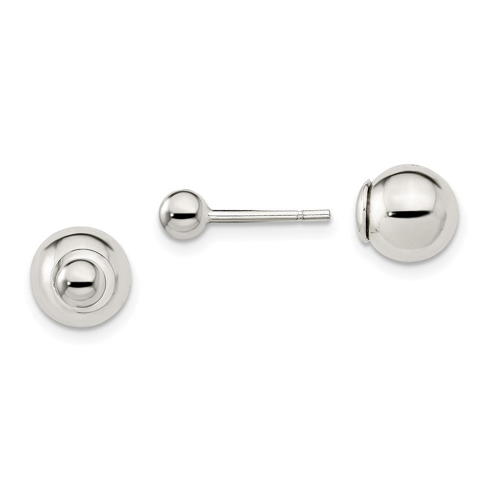 QE13319 Sterling Silver Polished 4mm/8mm Ball Front Back Post Earrings