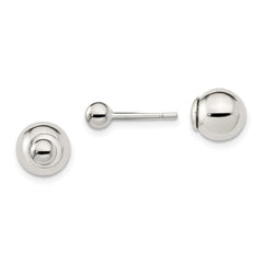 QE13319 Sterling Silver Polished 4mm/8mm Ball Front Back Post Earrings