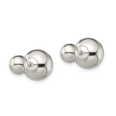 QE13321 Sterling Silver Polished 6mm/10mm Ball Front Back Post Earrings