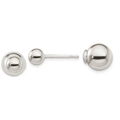 QE13321 Sterling Silver Polished 6mm/10mm Ball Front Back Post Earrings