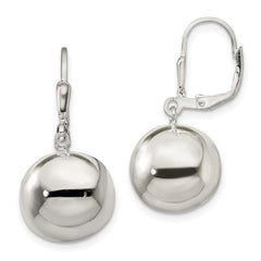 QE13327 Sterling Silver 14mm Ball Dangle Leverback Earrings