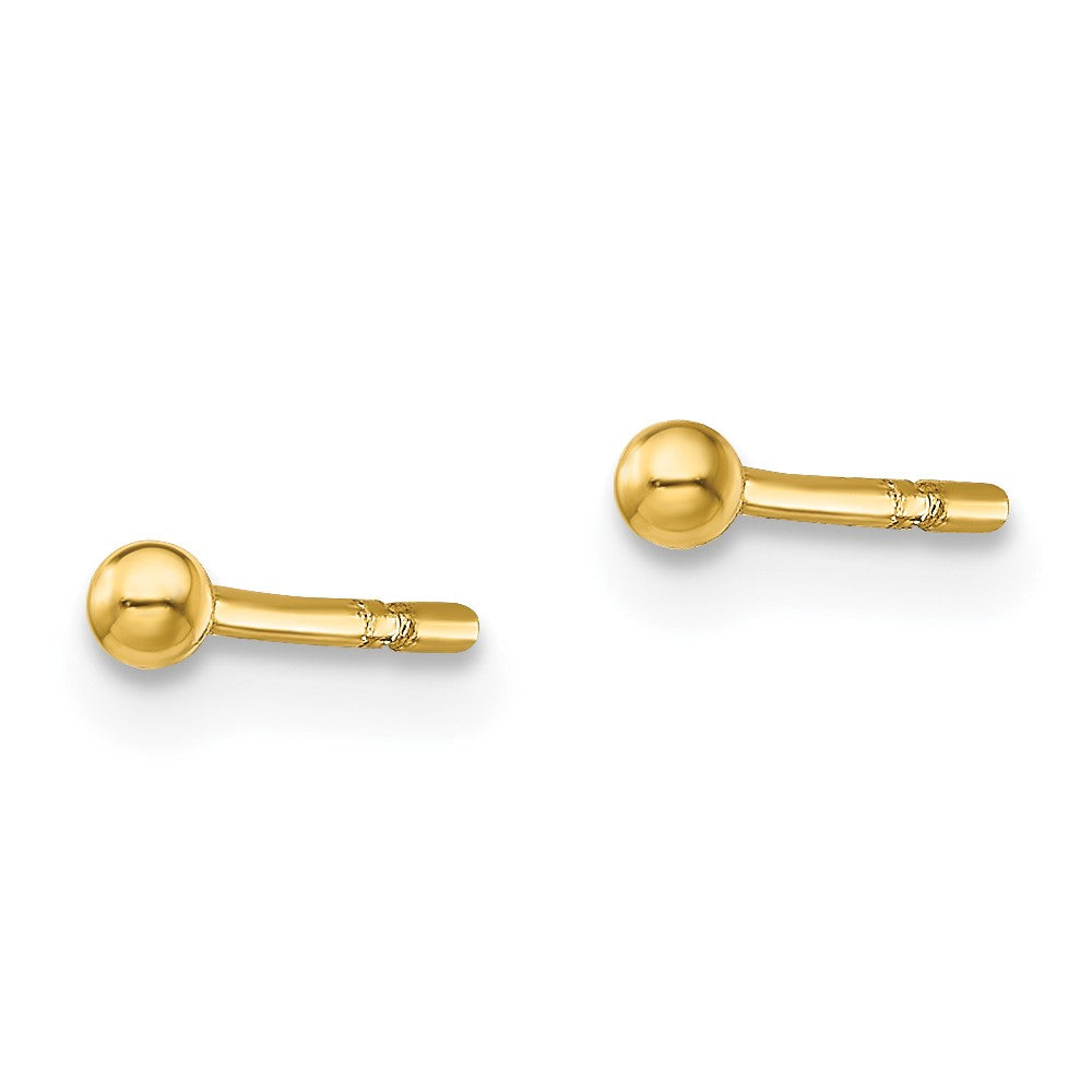 QE13328 Sterling Silver Gold-Tone Polished 2mm Ball Post Earrings