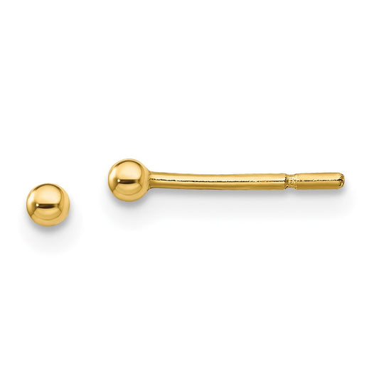 QE13328 Sterling Silver Gold-Tone Polished 2mm Ball Post Earrings
