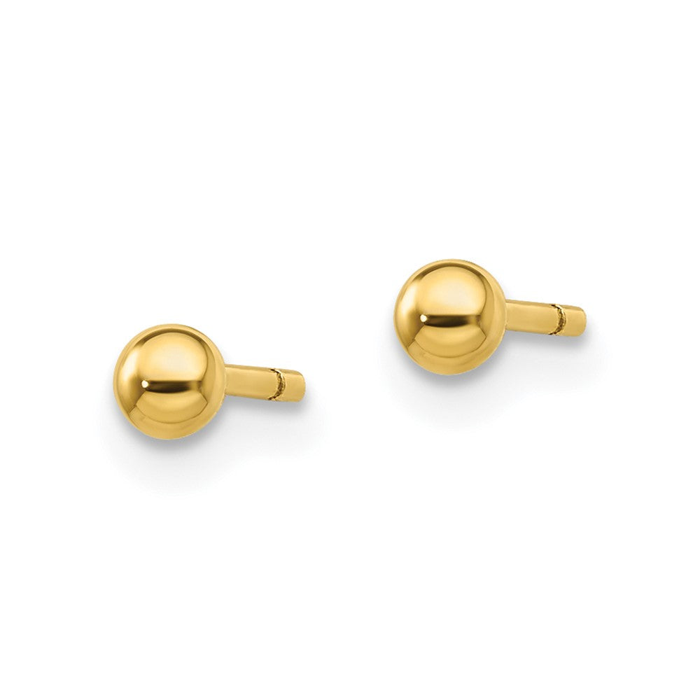 QE13329 Sterling Silver Gold-Tone Polished 3mm Ball Post Earrings