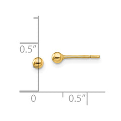 QE13329 Sterling Silver Gold-Tone Polished 3mm Ball Post Earrings