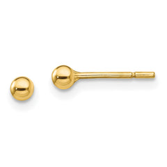 QE13329 Sterling Silver Gold-Tone Polished 3mm Ball Post Earrings