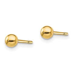 QE13330 Sterling Silver Gold-Tone Polished 4mm Ball Post Earrings
