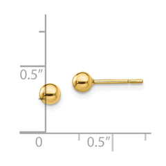 QE13330 Sterling Silver Gold-Tone Polished 4mm Ball Post Earrings