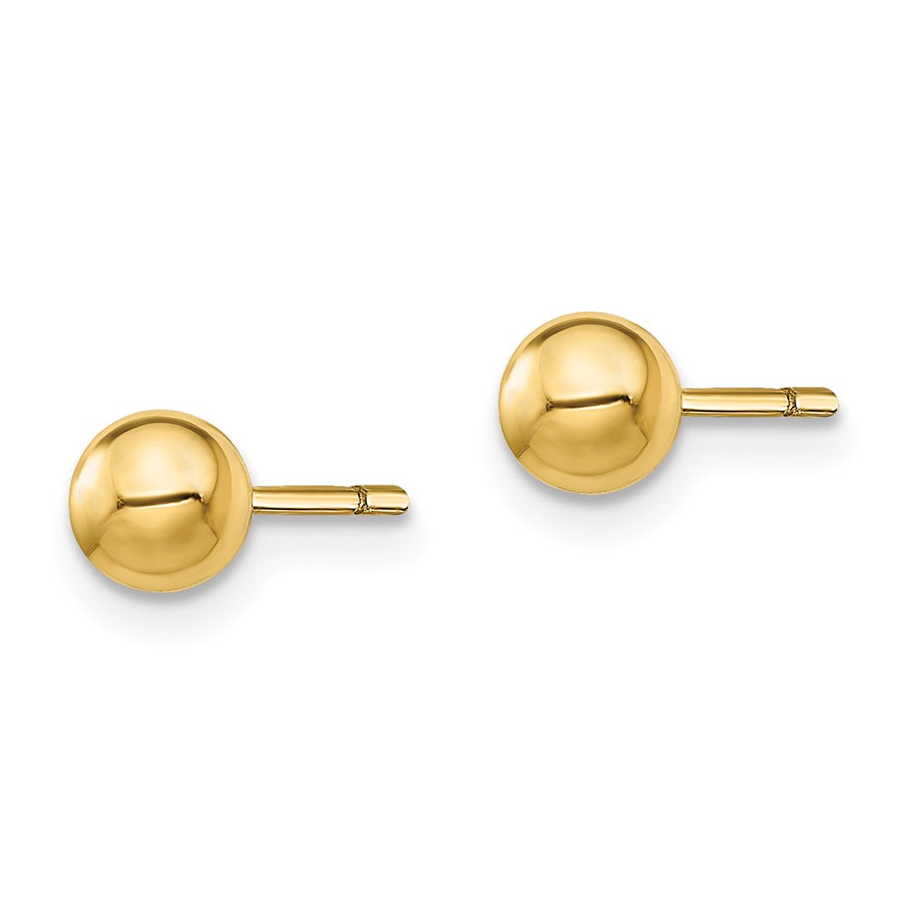 QE13331 Sterling Silver Gold-Tone Polished 5mm Ball Post Earrings