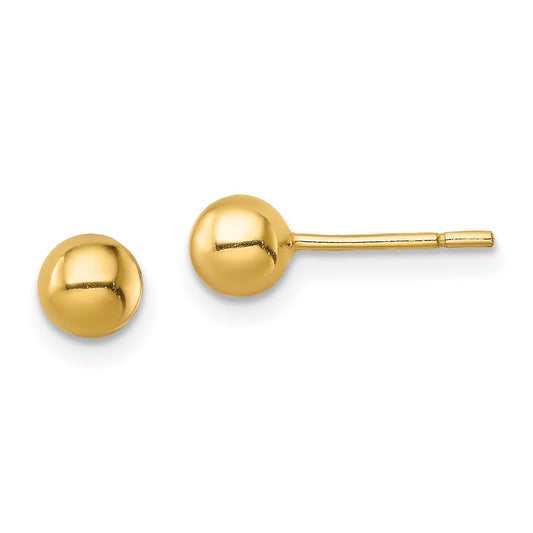 QE13331 Sterling Silver Gold-Tone Polished 5mm Ball Post Earrings