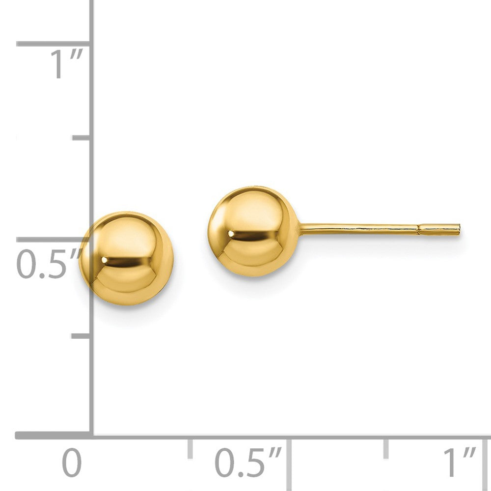 QE13332 Sterling Silver Gold-Tone Polished 6mm Ball Post Earrings