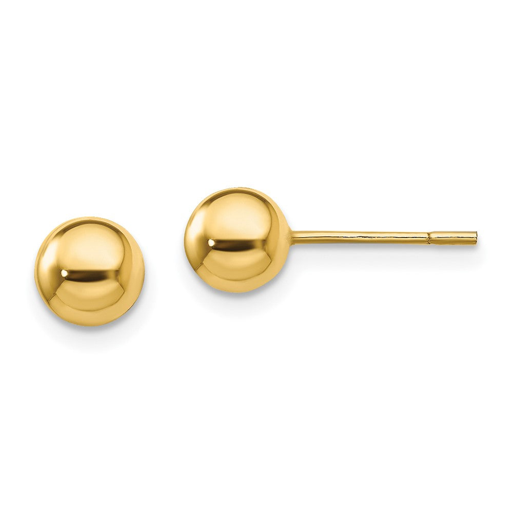 QE13332 Sterling Silver Gold-Tone Polished 6mm Ball Post Earrings