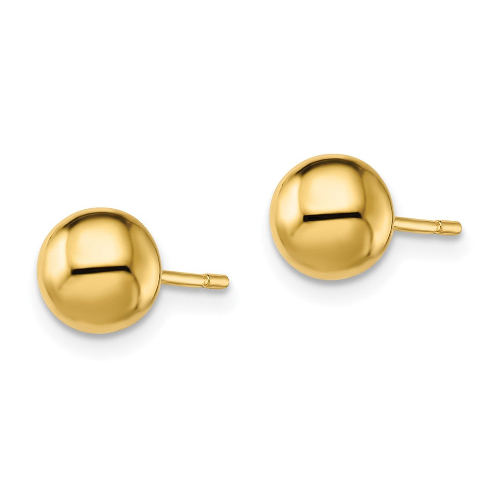 QE13333 Sterling Silver Gold-Tone Polished 7mm Ball Post Earrings