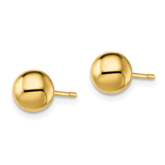 QE13333 Sterling Silver Gold-Tone Polished 7mm Ball Post Earrings