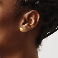 QE13333 Sterling Silver Gold-Tone Polished 7mm Ball Post Earrings