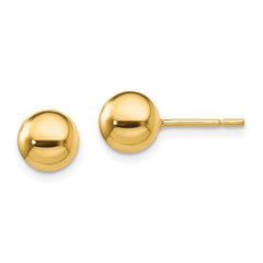 QE13333 Sterling Silver Gold-Tone Polished 7mm Ball Post Earrings