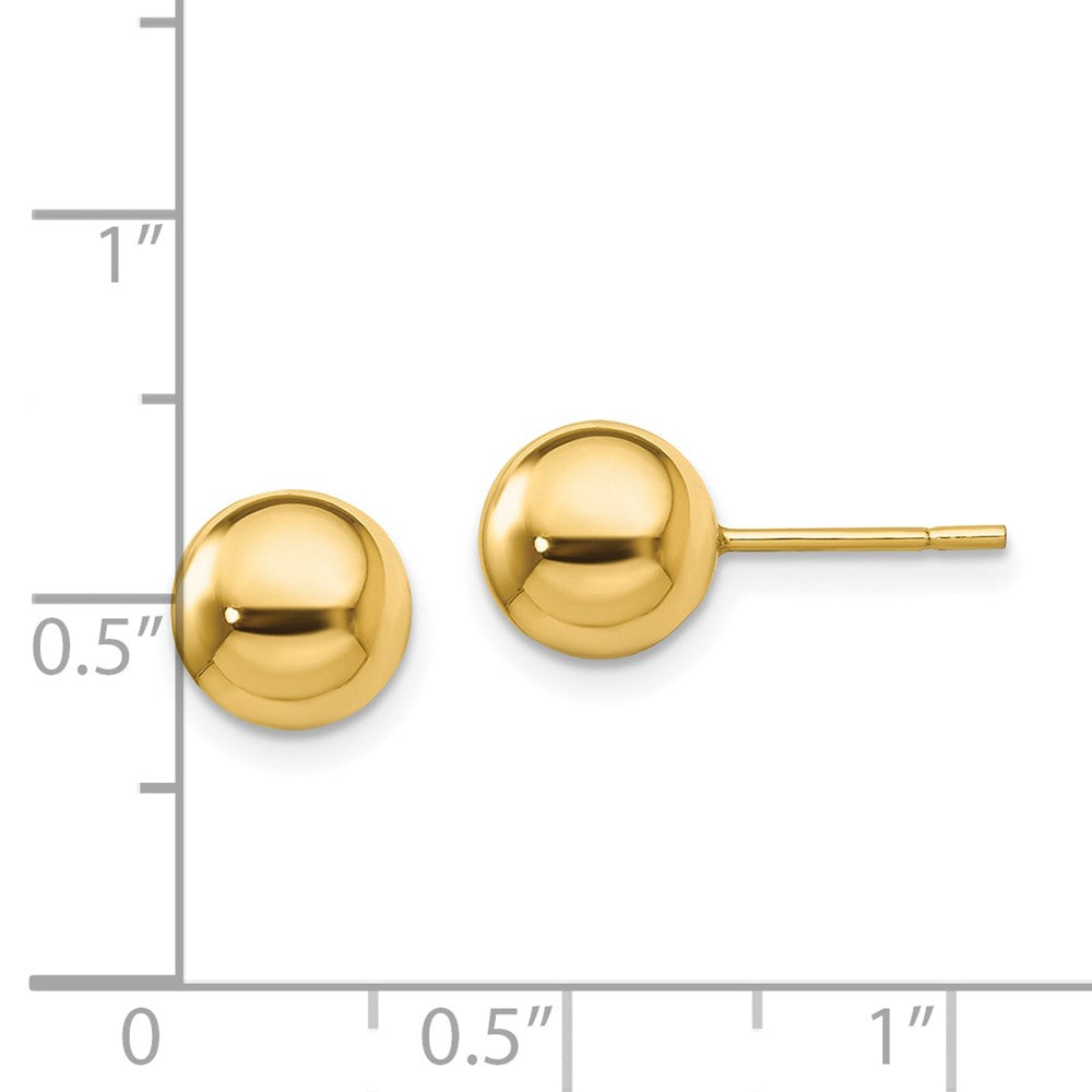 QE13334 Sterling Silver Gold-Tone Polished 8mm Ball Post Earrings