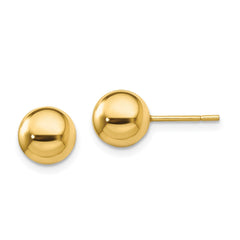 QE13334 Sterling Silver Gold-Tone Polished 8mm Ball Post Earrings
