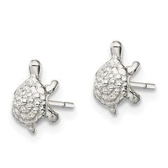 QE13344 Sterling Silver Polished and Textured Turtle Post Earrings