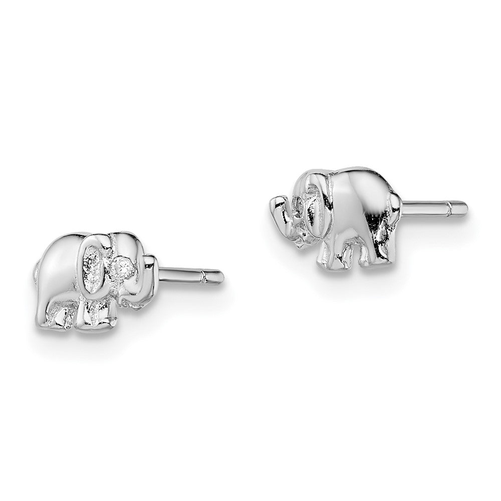 QE13352 Sterling Silver Rhodium-plated CZ Elephant Post Earrings