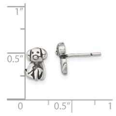 QE13359 Sterling Silver Antiqued Dog Post Earrings