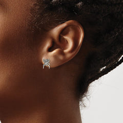 QE13364 Sterling Silver Antiqued CZ Spider Post Earrings