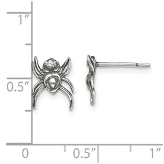 QE13364 Sterling Silver Antiqued CZ Spider Post Earrings