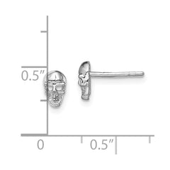 QE13371 Sterling Silver Rhodium-plated Polished Skull Post Earrings