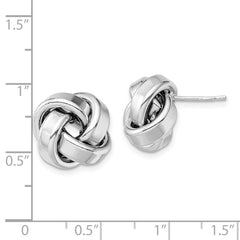 QE13407 Sterling Silver Rhodium Plated Polished Love Knot Post Earrings