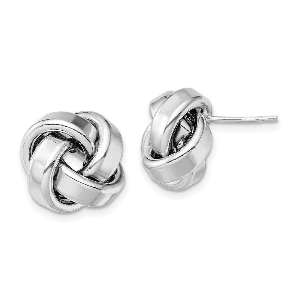 QE13407 Sterling Silver Rhodium Plated Polished Love Knot Post Earrings