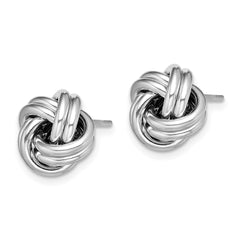 QE13413 Sterling Silver Rhodium Plated Polished Love Knot Post Earrings