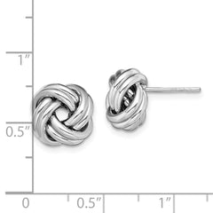 QE13413 Sterling Silver Rhodium Plated Polished Love Knot Post Earrings