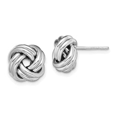 QE13413 Sterling Silver Rhodium Plated Polished Love Knot Post Earrings