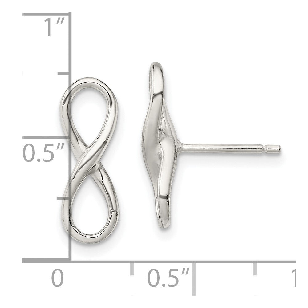 QE13467 Sterling Silver Rhodium-plated Polished Infinity Knot Post Earrings