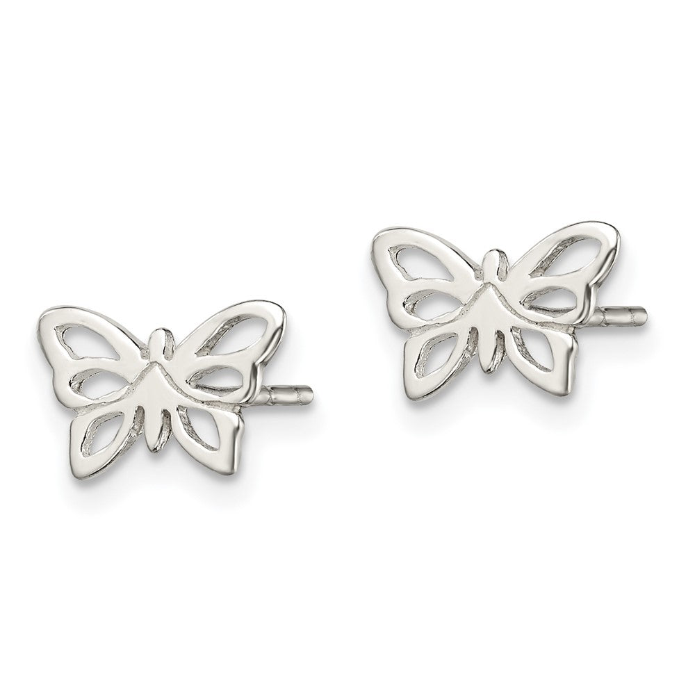 QE13519 Sterling Silver Polished Butterfly Post Earrings