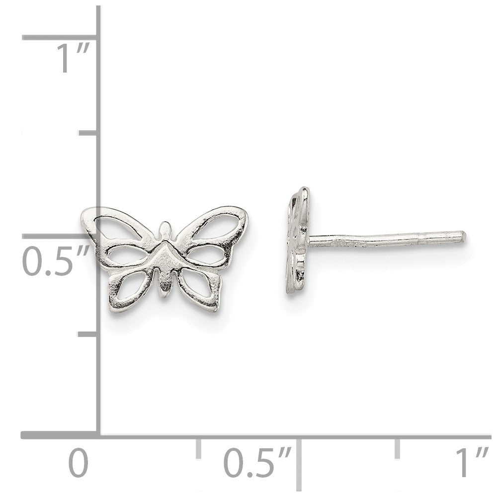 QE13519 Sterling Silver Polished Butterfly Post Earrings