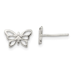 QE13519 Sterling Silver Polished Butterfly Post Earrings
