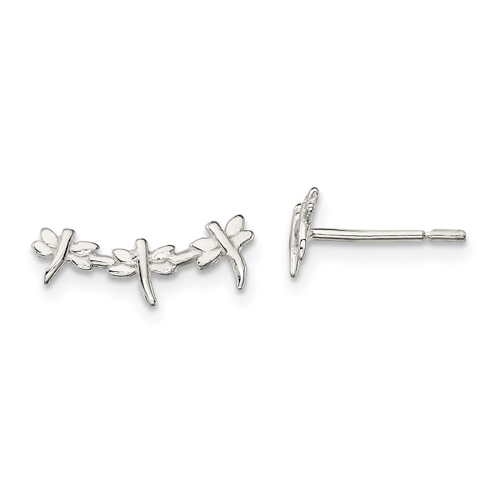QE13533 Sterling Silver Polished Dragonfly Post Earrings