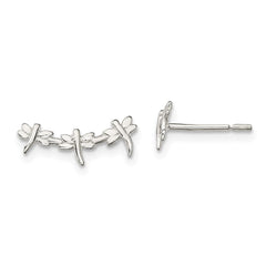 QE13533 Sterling Silver Polished Dragonfly Post Earrings