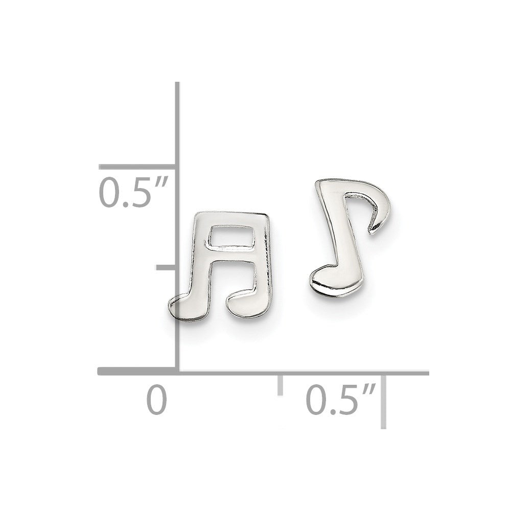 QE13541 Sterling Silver Polished Left and Right Music Notes Post Earrings