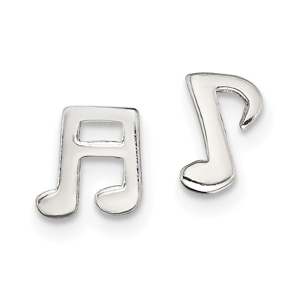 QE13541 Sterling Silver Polished Left and Right Music Notes Post Earrings