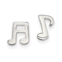 QE13541 Sterling Silver Polished Left and Right Music Notes Post Earrings