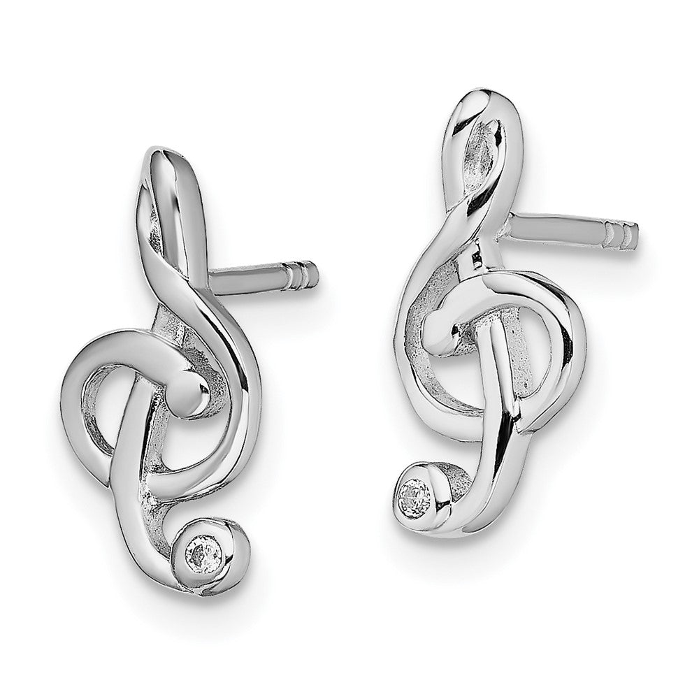 QE13544 Sterling Silver Rhodium-plated CZ Fancy Post Earrings