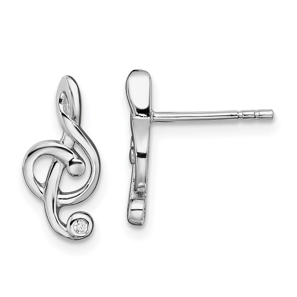QE13544 Sterling Silver Rhodium-plated CZ Fancy Post Earrings