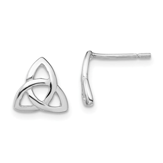 QE13549 Sterling Silver Rhodium-plated Polished Celtic Knot Post Earrings