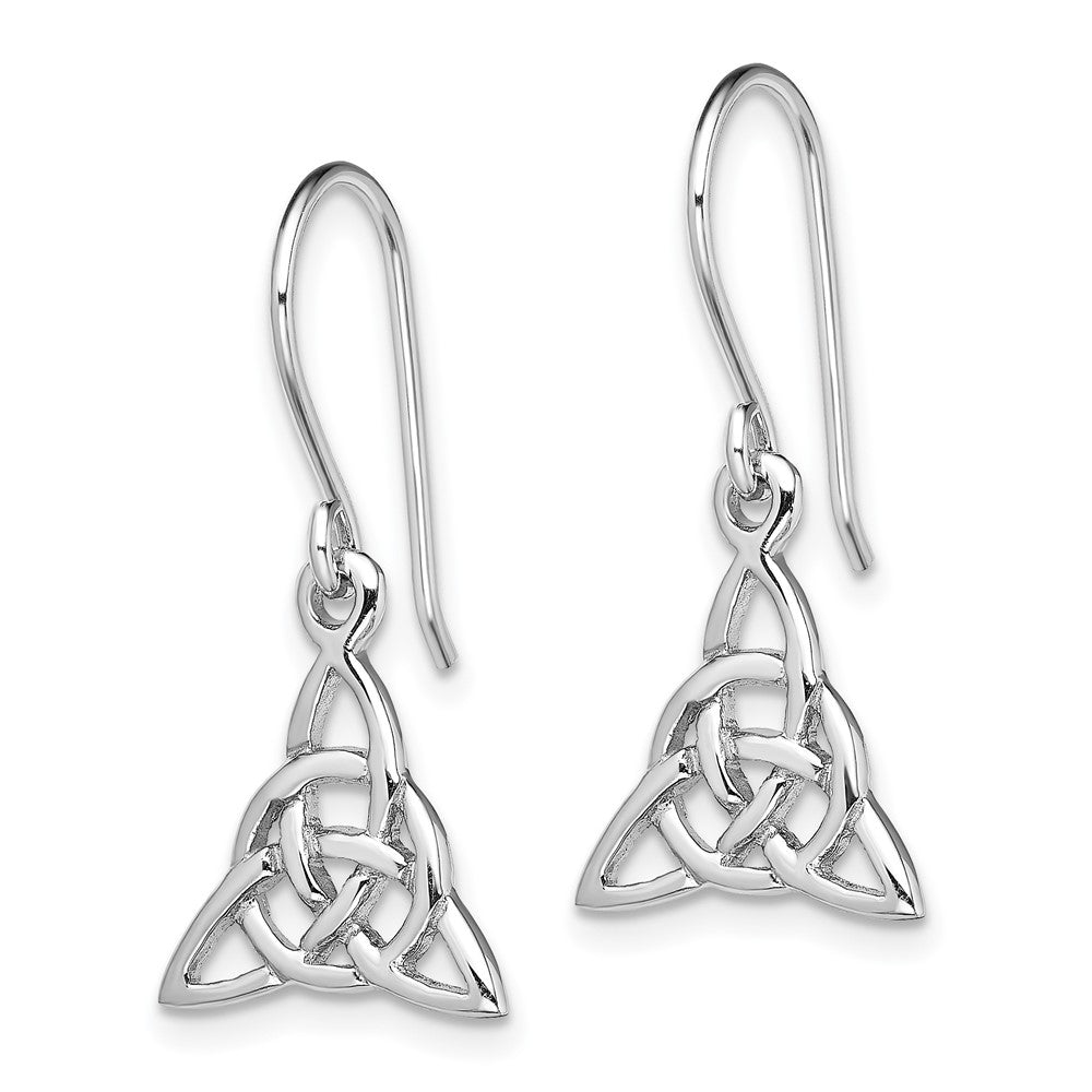 QE13550 Sterling Silver Rhodium-plated Polished Trinity Knot Dangle Earrings