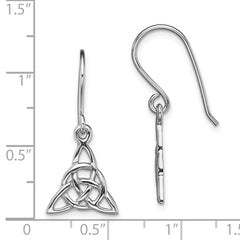 QE13550 Sterling Silver Rhodium-plated Polished Trinity Knot Dangle Earrings