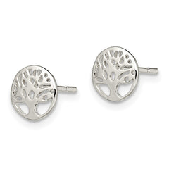 QE13558 Sterling Silver Rhodium-plated Tree Post Earrings